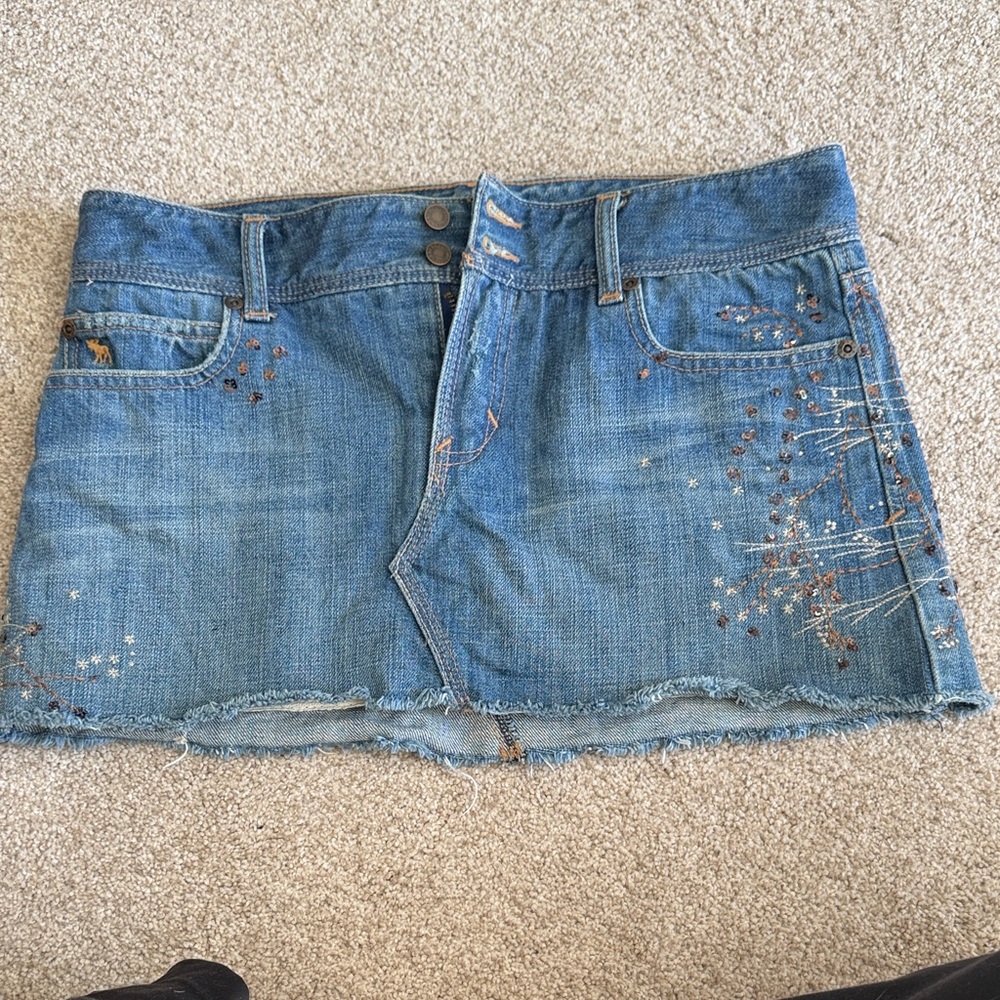 Abercrombie & Fitch | Blue Embellished Denim Mini Skirt